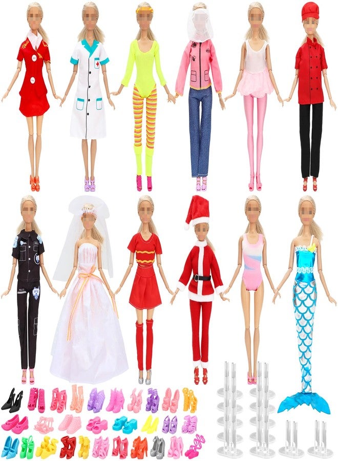 SOTOGO 67 Pieces Doll Clothes and Accessories for 11.5 Inch Doll Clothes Include 12 Sets Dolls Fashion Clothes and 55 Pieces Doll Accessories - Image 1